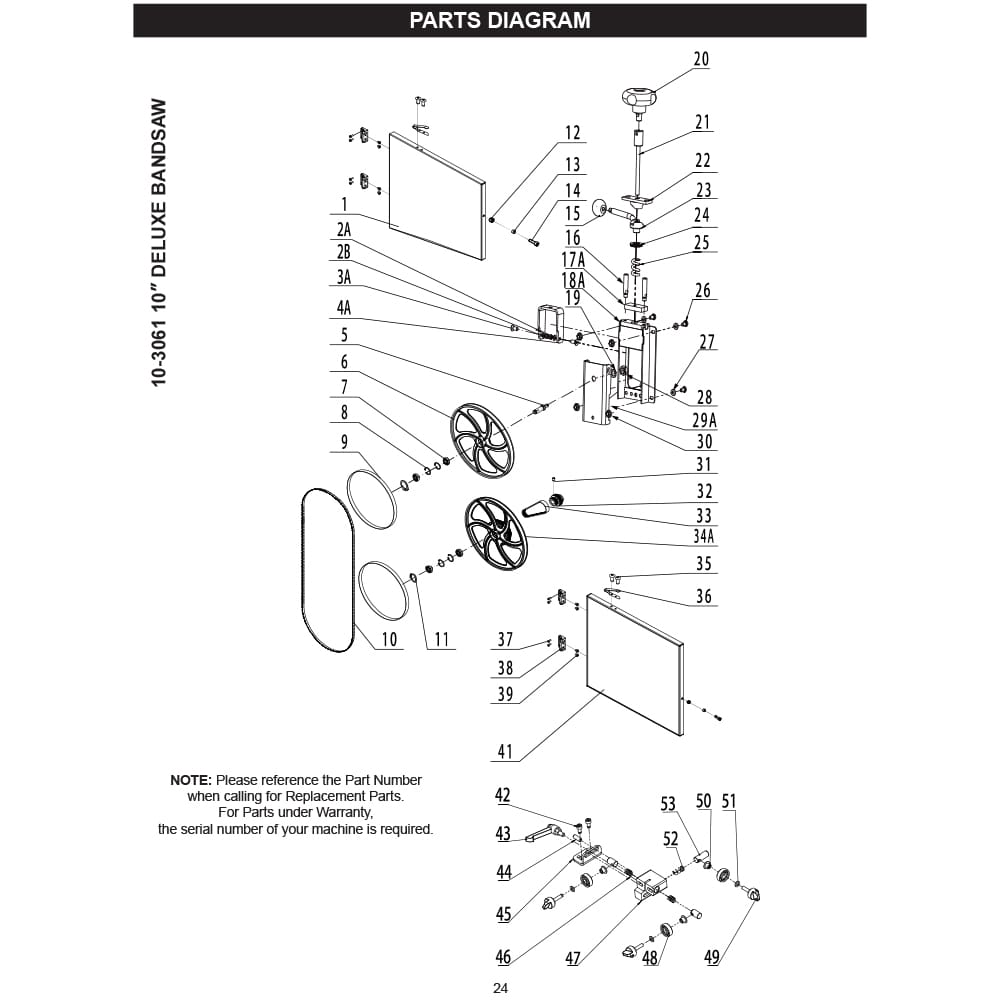 Model 10-3061: 10′′ Deluxe Bandsaw Parts