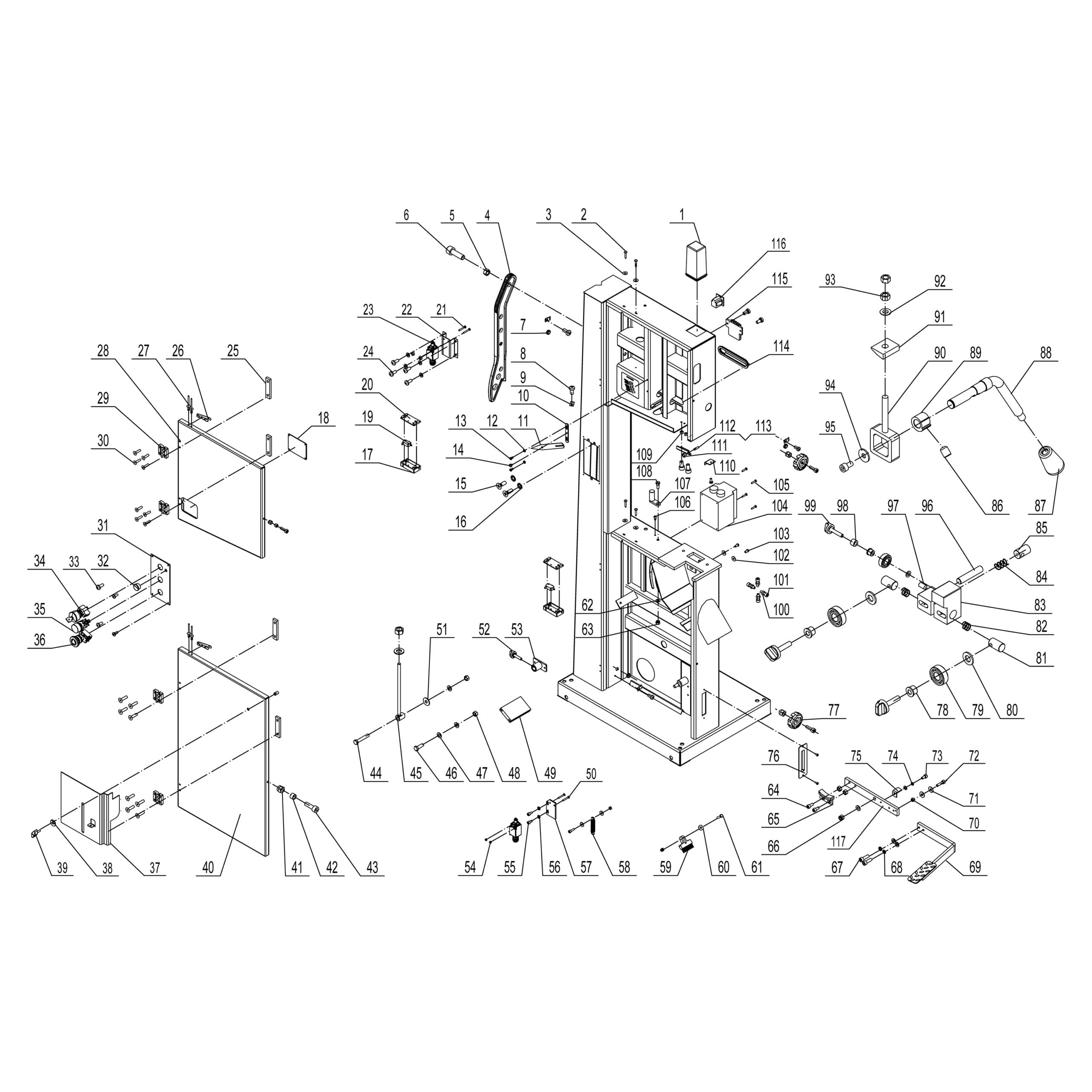 Model 10-353: 14″ Professional Bandsaw Parts