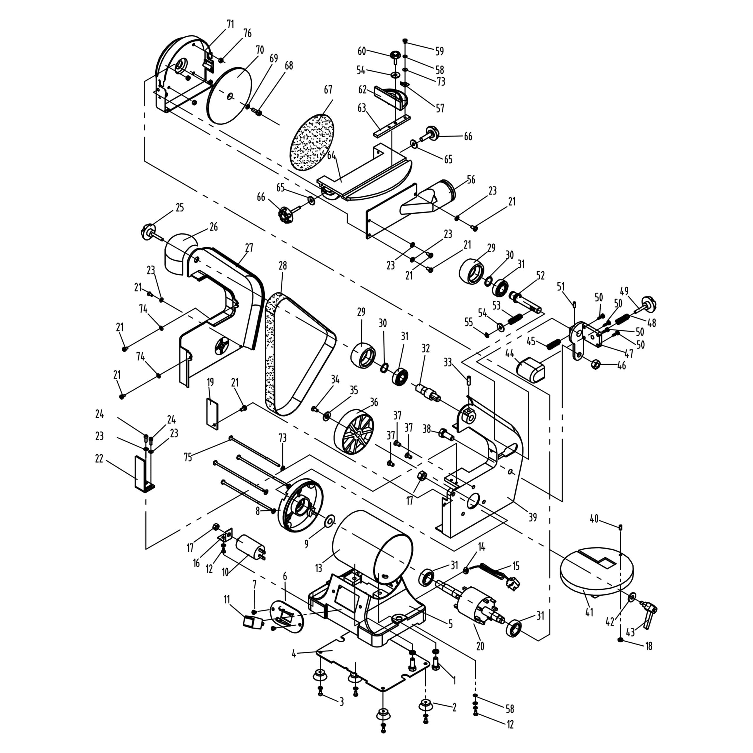Model 50-151: 1″ x 30″ Belt/ 5″ Disc Sander