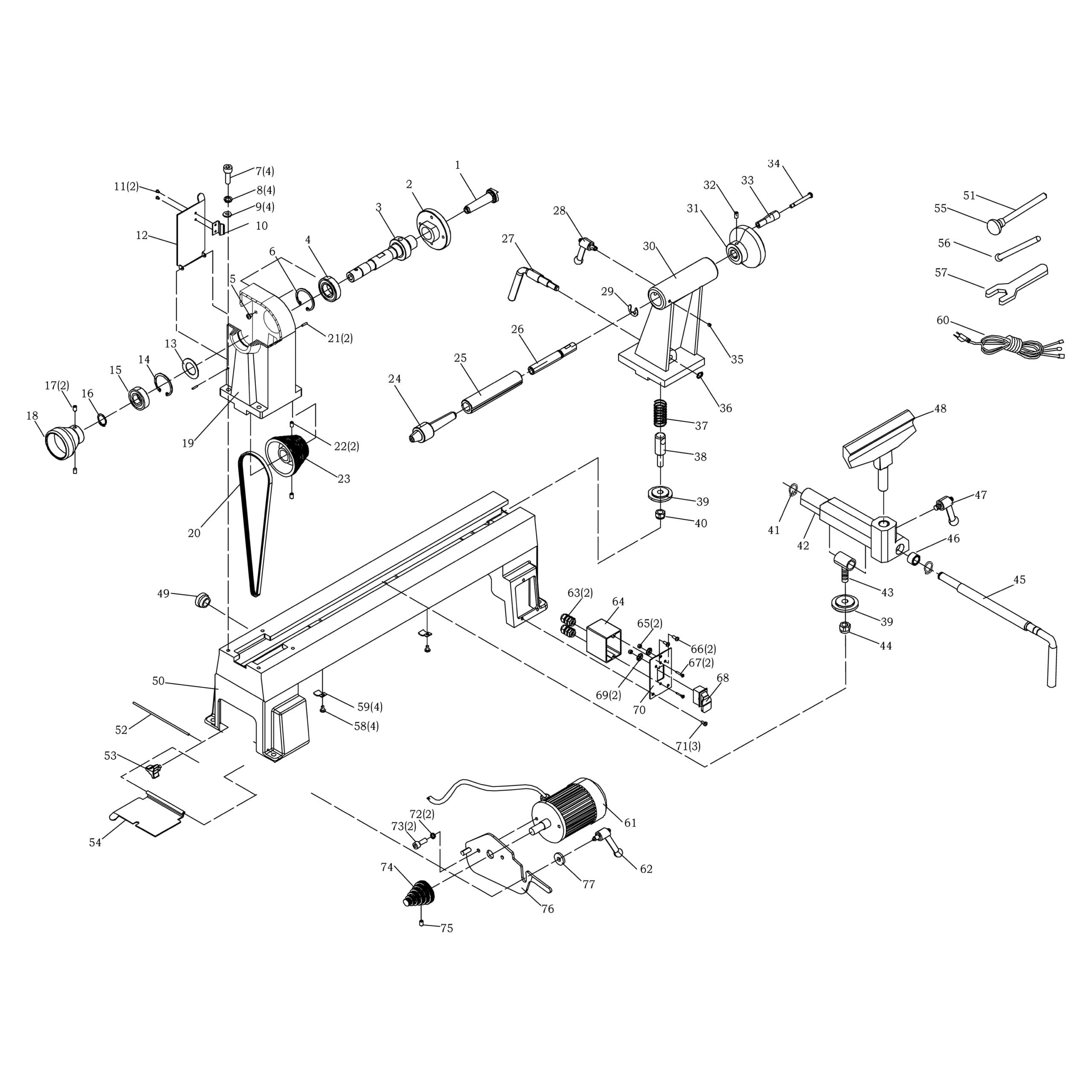 Model 70-050VS: 12” x 16” Mini Lathe Variable Speed