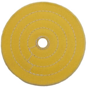 C81-802: 8" x 1/2" Buffing Wheel with 1" Arbor Hole, Yellow  Linen, spiral sewn