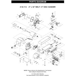 Model 50-114: 4” x 36” Belt / 8” Disc Sander Parts