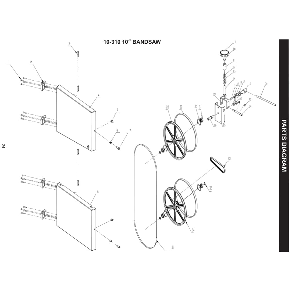 Model 10-310: 10′′ Bandsaw with Stand Parts