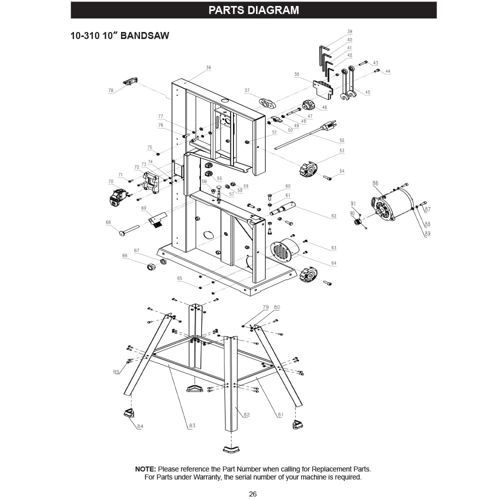 Model 10-310: 10′′ Bandsaw with Stand Parts - Image 2